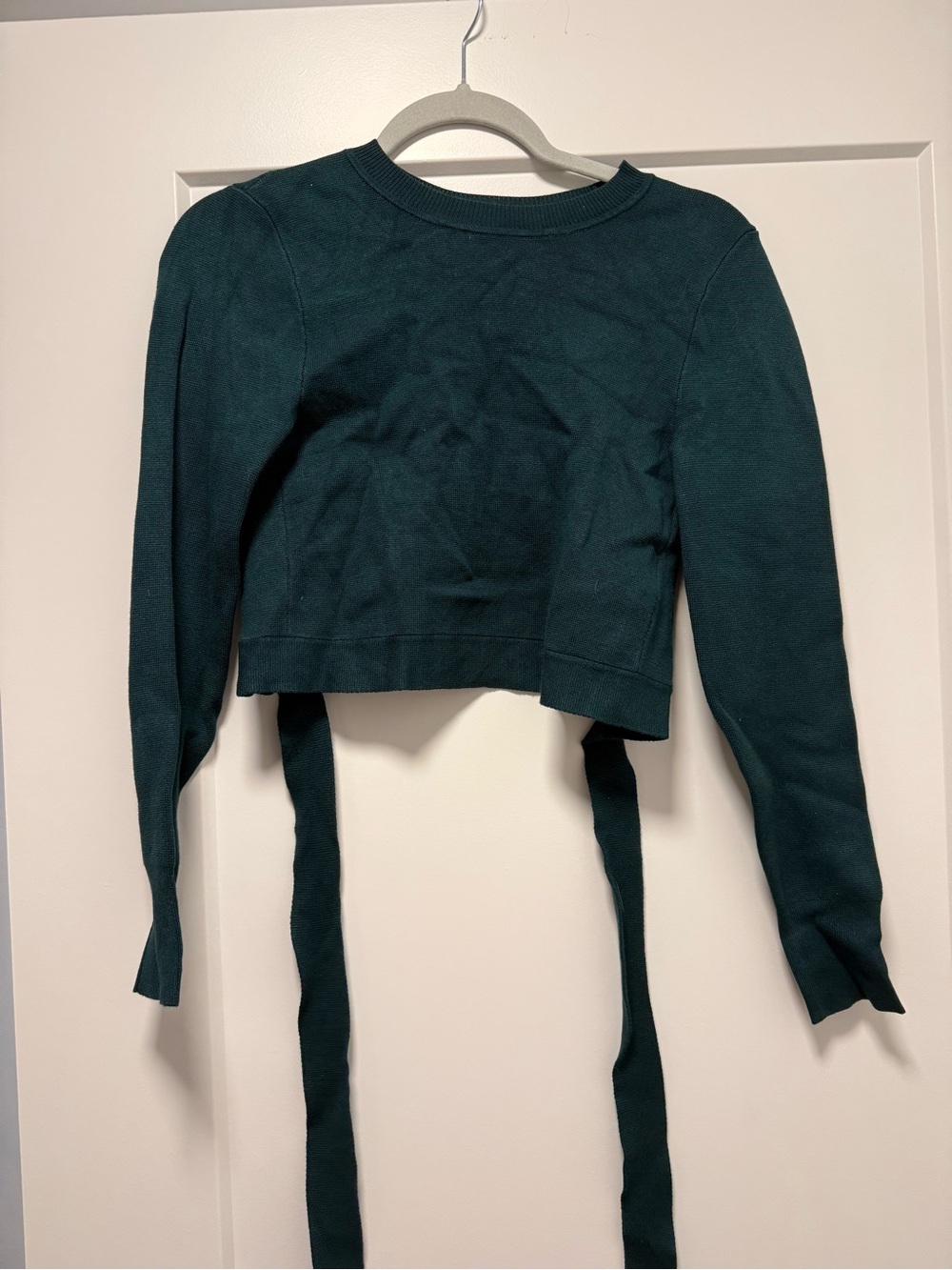Abercrombie & Fitch Dark Teal Cropped Tie-Back Sweatshirt